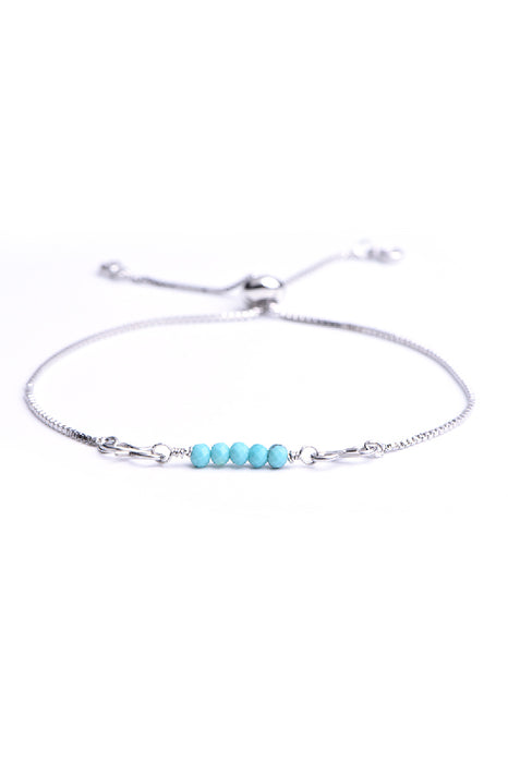 Bracelet 4mm facetté bleu turquoise, réglable