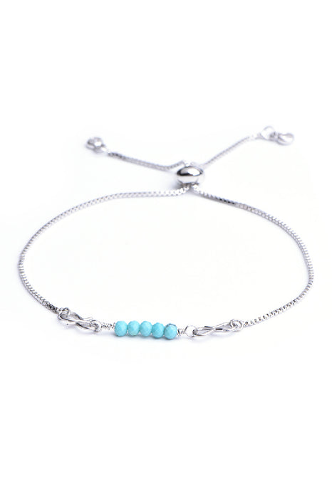 Bracelet 4mm facetté bleu turquoise, réglable