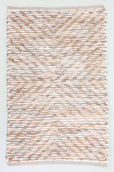 Carpet leather/polyester/cotton beige 60x90 cm