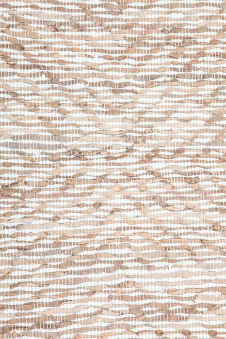 Carpet leather/polyester/cotton beige 60x90 cm