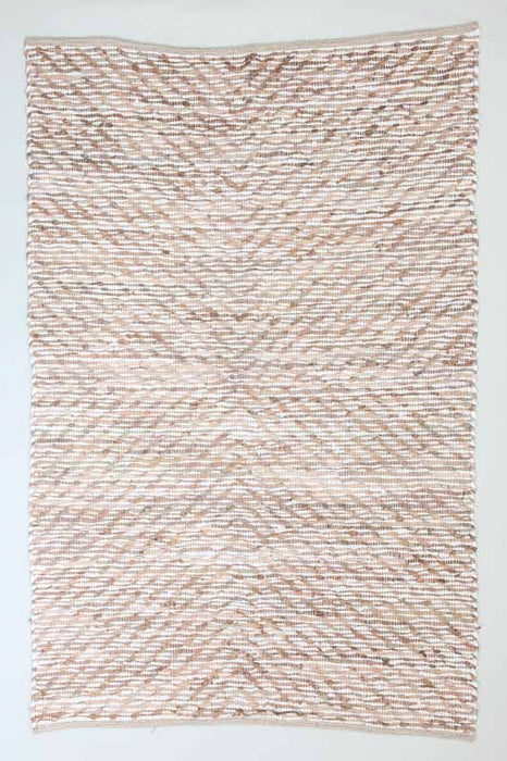 Carpet leather/polyester/cotton beige 120x180 cm