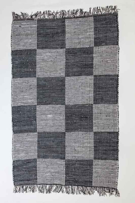 Carpet leather/cotton grey/black 120x180 cm