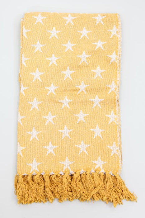 Blanket cotton stars mustard/white 125 x 150 cm