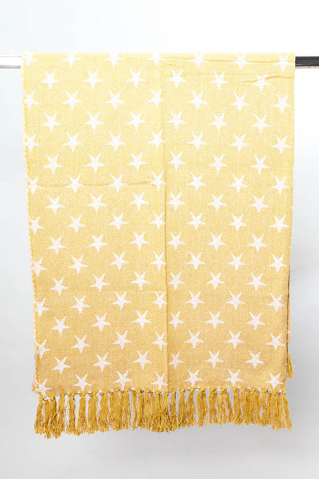 Blanket cotton stars mustard/white 125 x 150 cm