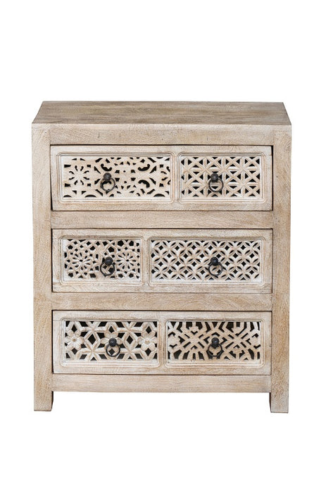 Commode en bois de manguier avec 3 tiroirs 70x40x82 cm