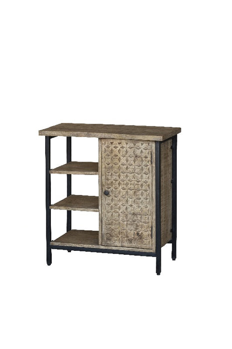 Commode en manguier avec 1 porte et 3 rangements ouverts 75x40x80 cm