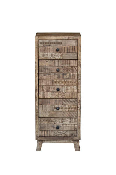 Commode en bois de manguier avec 5 tiroirs 45x40x116 cm