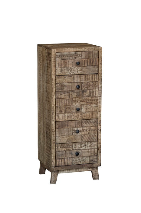 Commode en bois de manguier avec 5 tiroirs 45x40x116 cm