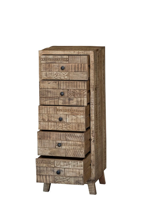 Commode en bois de manguier avec 5 tiroirs 45x40x116 cm