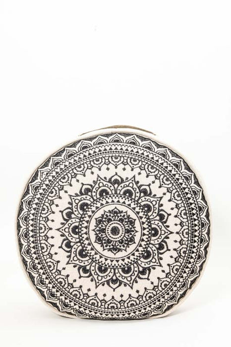 Cushion round black patterned 40 x 40 cm