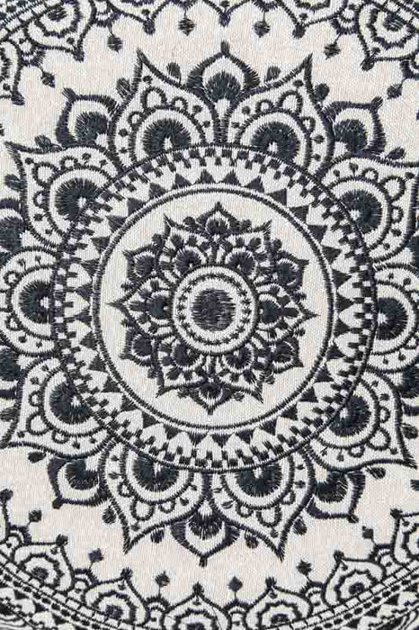 Cushion round black patterned 40 x 40 cm