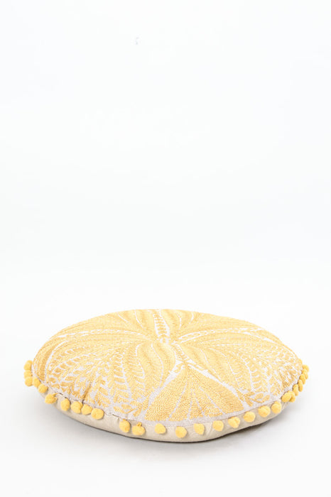 Coussin rond motif jaune moutarde 40 x 40 cm