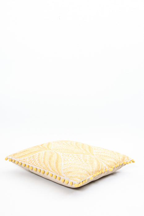 Decorative cushion mustard yellow patterned 40 x 40 cm