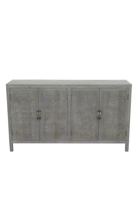 Sideboard mango wood gray 147 x 40 x 82 cm