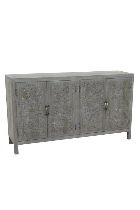 Sideboard mango wood gray 147 x 40 x 82 cm