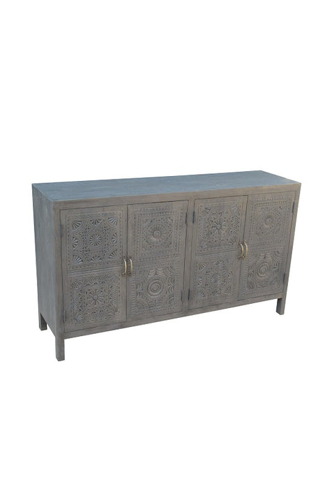 Sideboard mango wood black 147 x 40 x 82 cm