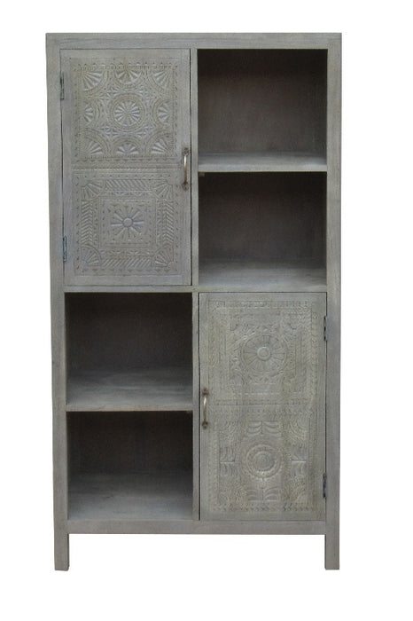 Cabinet mango wood grey 77 x 40 x 150 cm