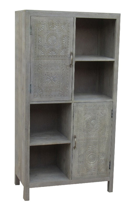 Cabinet mango wood grey 77 x 40 x 150 cm