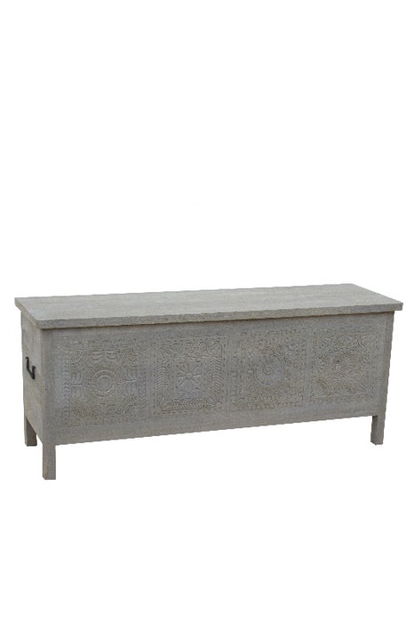 Chest mango wood grey 137 x 40 x 56 cm