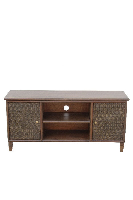 TV furniture mango wood brown/gold 140 x 40 x 65 cm