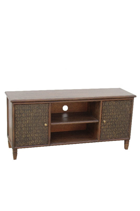 TV furniture mango wood brown/gold 140 x 40 x 65 cm