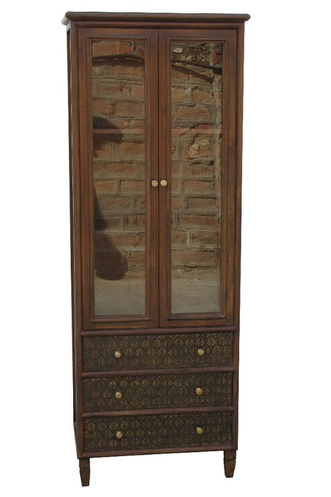 Display cabinet mango wood brown/gold 70 x 40 x 187 cm