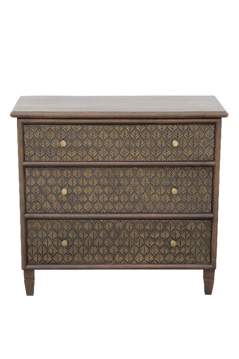 Chest of drawers mango wood brown/gold 90 x 40 x 83 cm