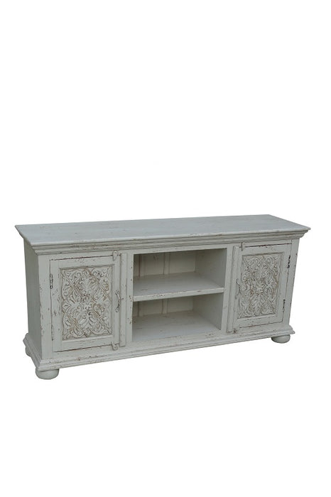 TV furniture mango wood white washed 150 x 40 x 68 cm