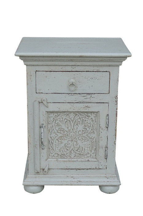 Bedside table mango wood white washed 45 x 37 x 61 cm