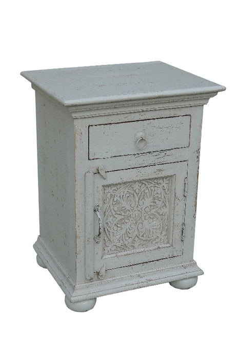 Bedside table mango wood white washed 45 x 37 x 61 cm