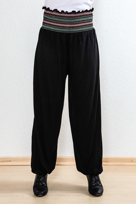 Trousers viscose black elastic