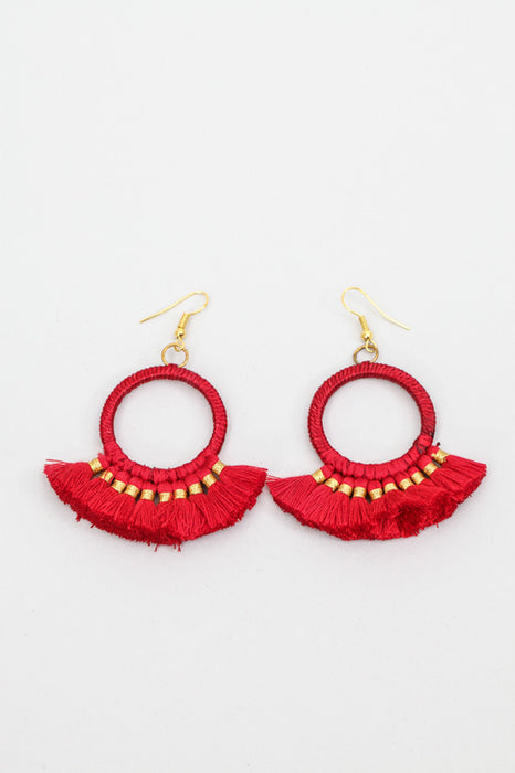 Boucles d'oreilles avec pompon rouge