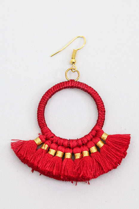 Boucles d'oreilles avec pompon rouge