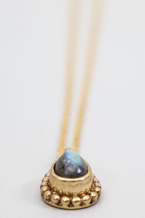 Gold plated brass chain with labradorite pendant