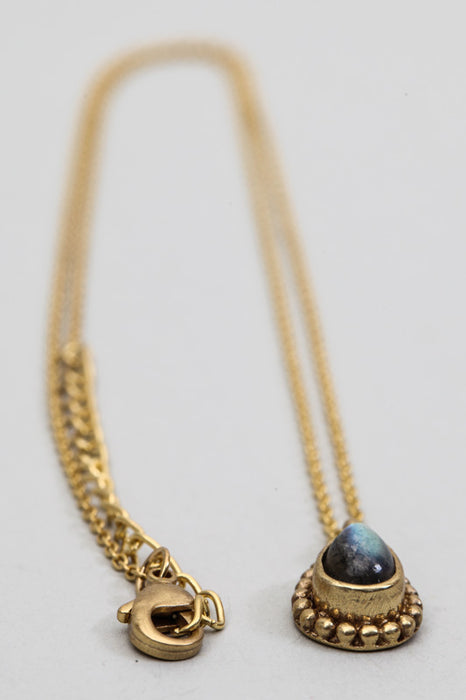 Gold plated brass chain with labradorite pendant