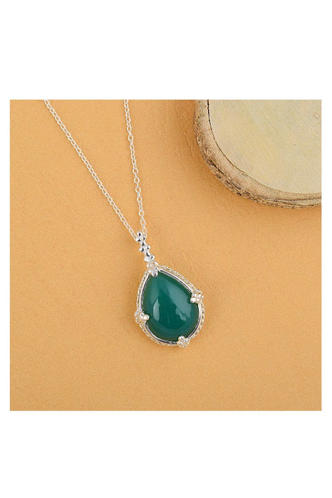 Collier en argent avec pendentif chrysoprase