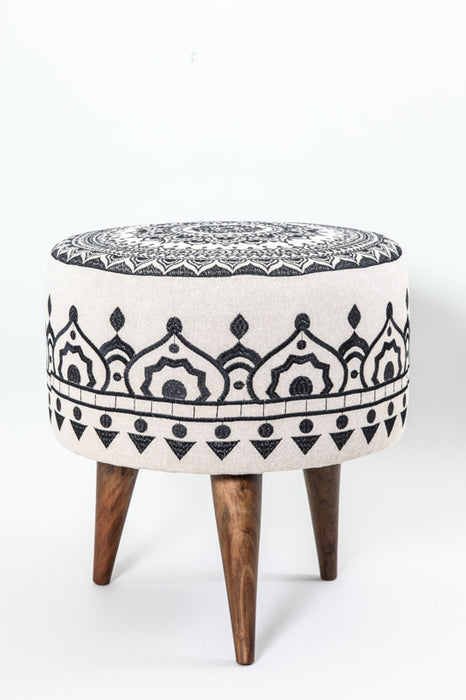 Stool 3-leg black patterned 40 x 40 x 45 cm