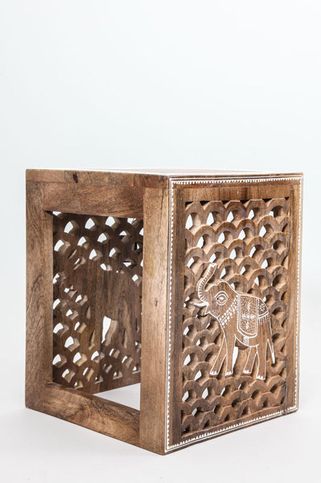 Tabouret bois de manguier décoration éléphant petit