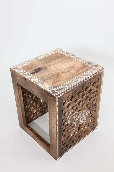 Tabouret bois de manguier décoration éléphant petit