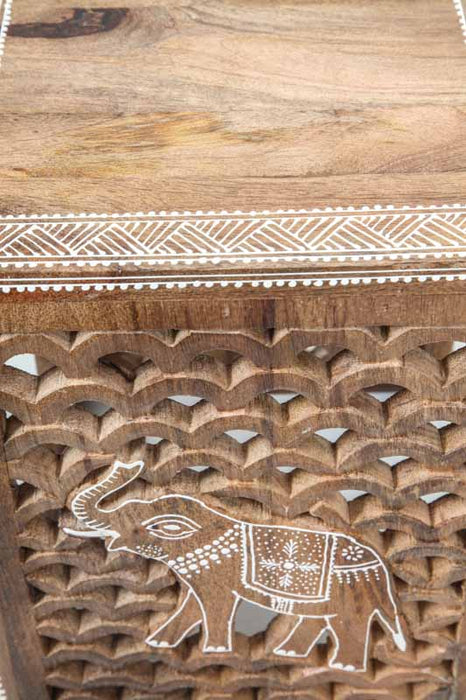 Tabouret bois de manguier décoration éléphant petit