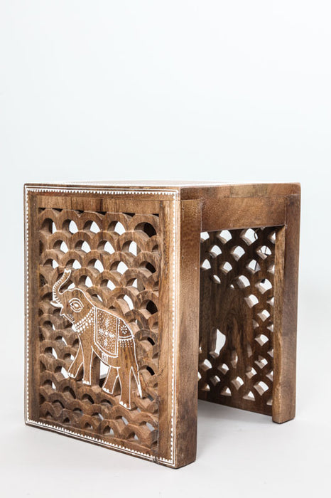 Tabouret bois de manguier décoration éléphant petit