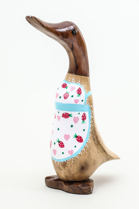 Wooden duck with kitchen apron colorfully painted