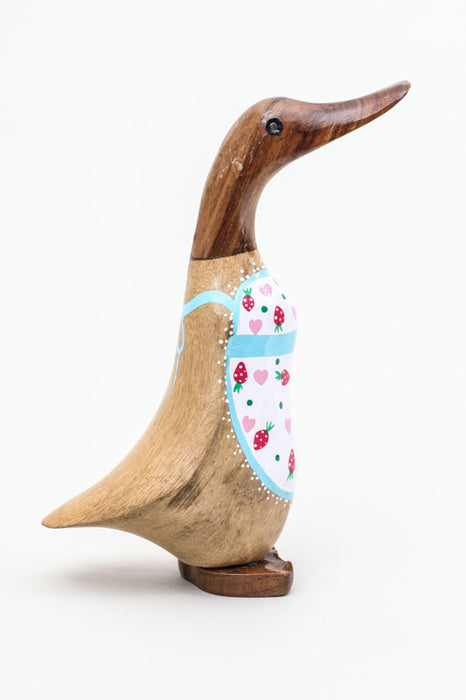 Wooden duck with kitchen apron colorfully painted