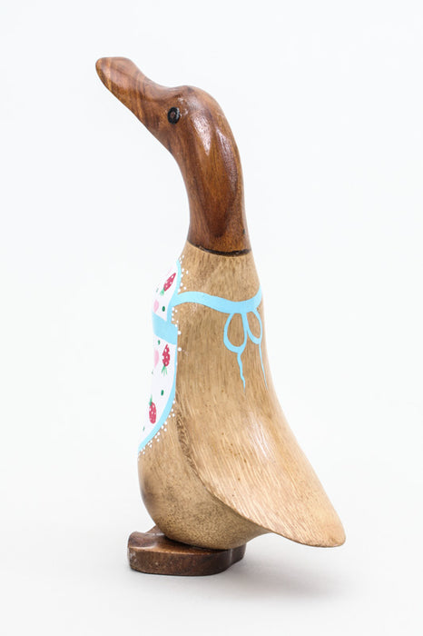 Wooden duck with kitchen apron colorfully painted