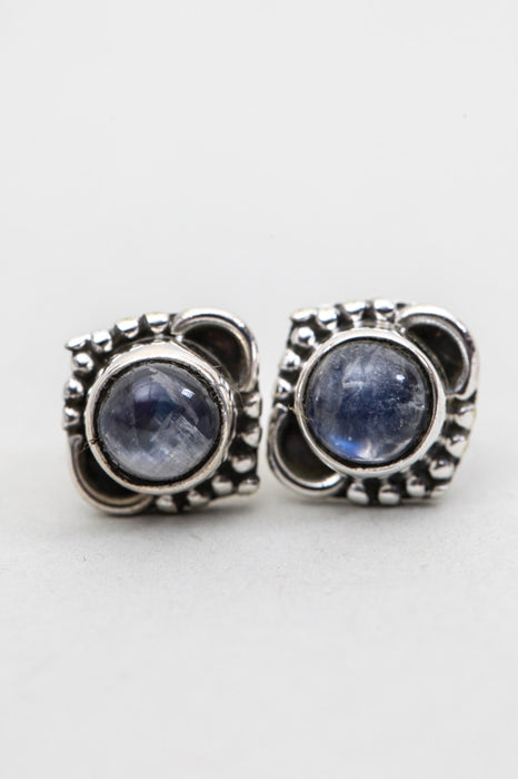 Silver earrings rainbow moonstone