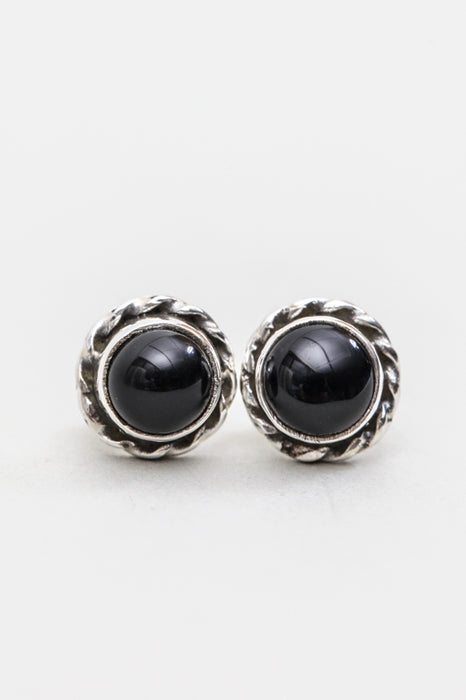 Silver earrings black onyx