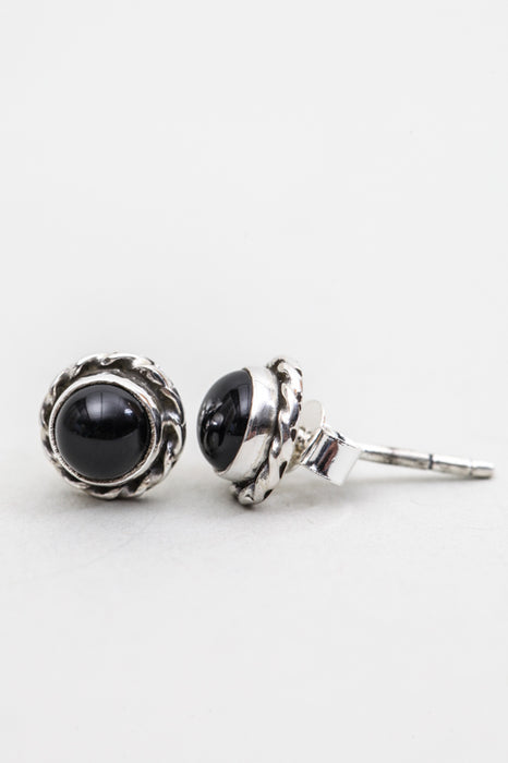 Silver earrings black onyx