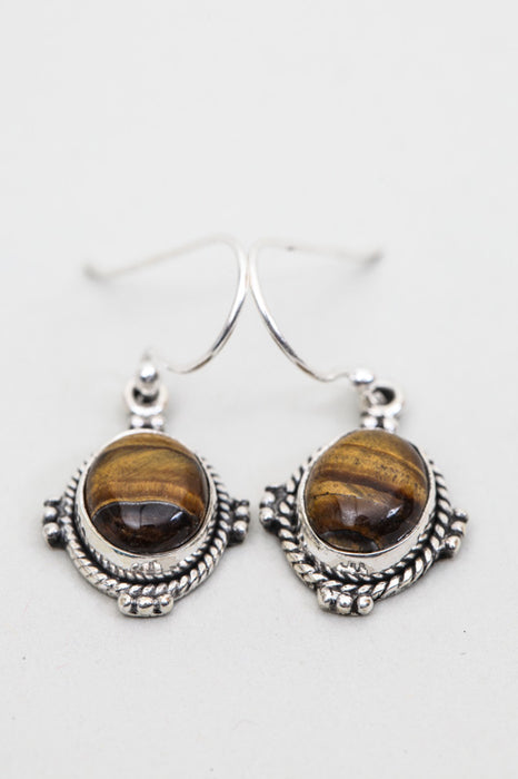 Silver earrings tiger eye