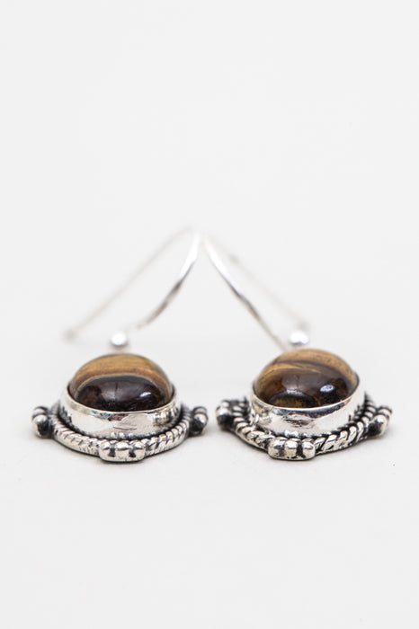 Silver earrings tiger eye