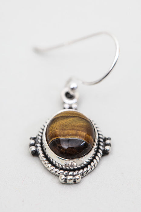 Silver earrings tiger eye